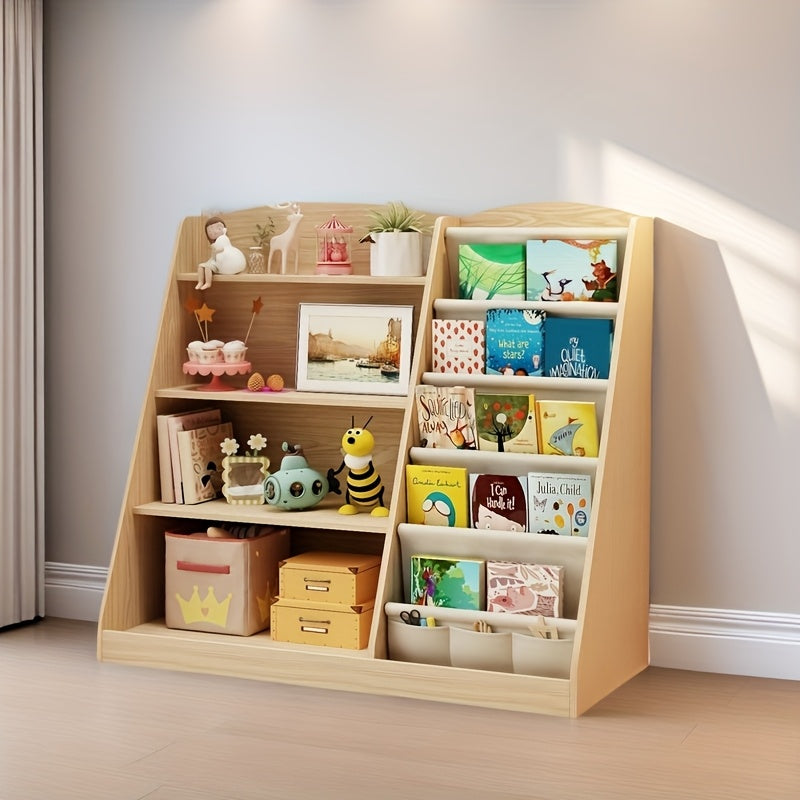 Multi Functional Children's Bookshelf And Toy Storage Cabinet -6-story Trapezoidal Frame, Easy to Assemble, Suitable for Bedrooms, Living Rooms, Game Rooms, Offices, Schools, Durable And Sturdy Structure, Suitable for Small Spaces, Simple Design