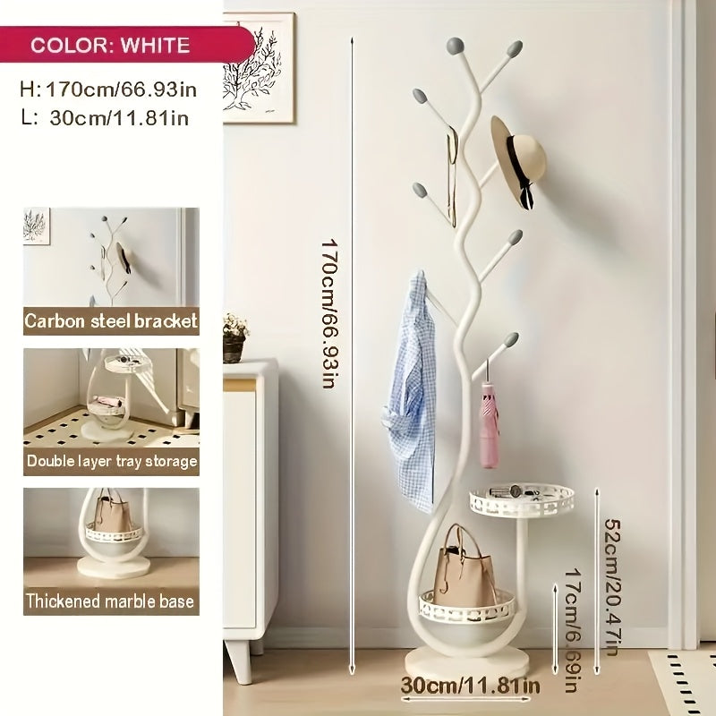 One Piece of Stylish Standalone Metal Clothing Rack with a Shelf - a Versatile Vertical Garment Organizer, Designed for Easy Mobility in for home Organization - Perfect for Coats, Hats, Scarves, And Additional Items