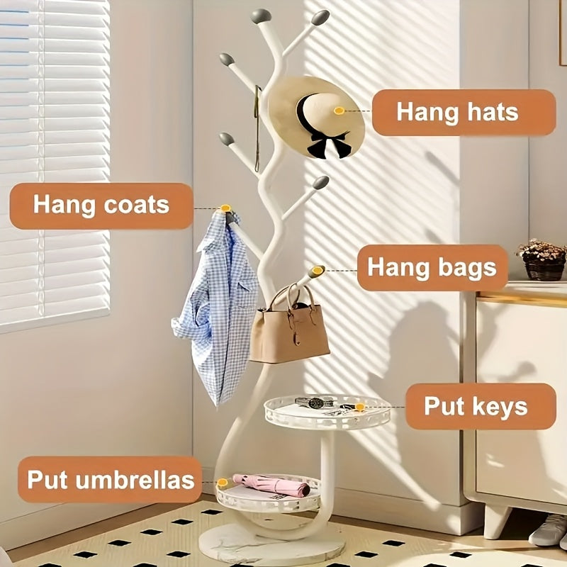 One Piece of Stylish Standalone Metal Clothing Rack with a Shelf - a Versatile Vertical Garment Organizer, Designed for Easy Mobility in for home Organization - Perfect for Coats, Hats, Scarves, And Additional Items