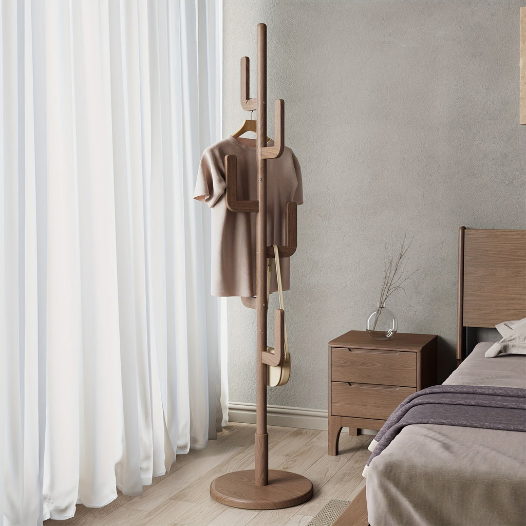 Solid Wood Cactus Coat Rack Stand | Freestanding Coat Rack with 1.59 gal-shaped Hooks and 3 Adjustable Sizes, Sturdy and Easy to Assemble, Ideal for Entryway and Bedroom, Christmas Gift, Black Friday Special, Free Shipping