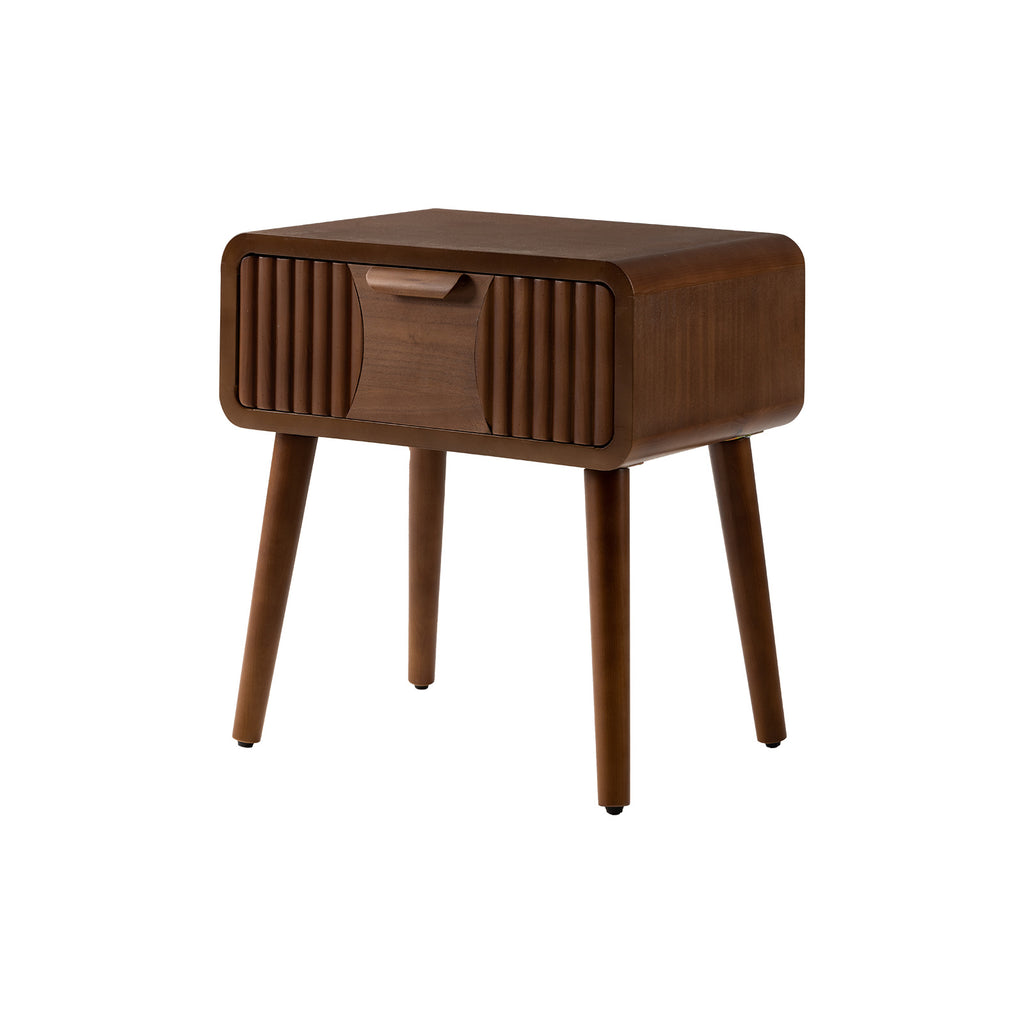 Cosiest Mid-Century Storage cabinet, for storage, Wood Accent End Table with One Storage Drawer for Living Room, Brown